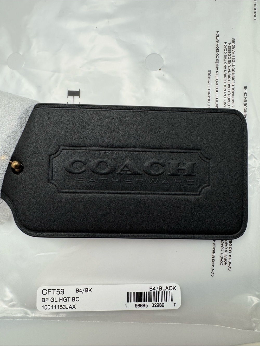 Coach CFT59 Oversized Hangtag Bag Charm Black Glovetanned Leather NWT Gold